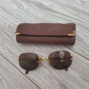 Cartier Brown Sunglasses with Gold Accents